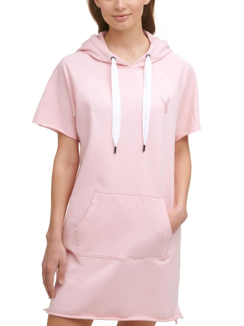 DKNY Womens Activewear Cotton Sweatshirt Dress